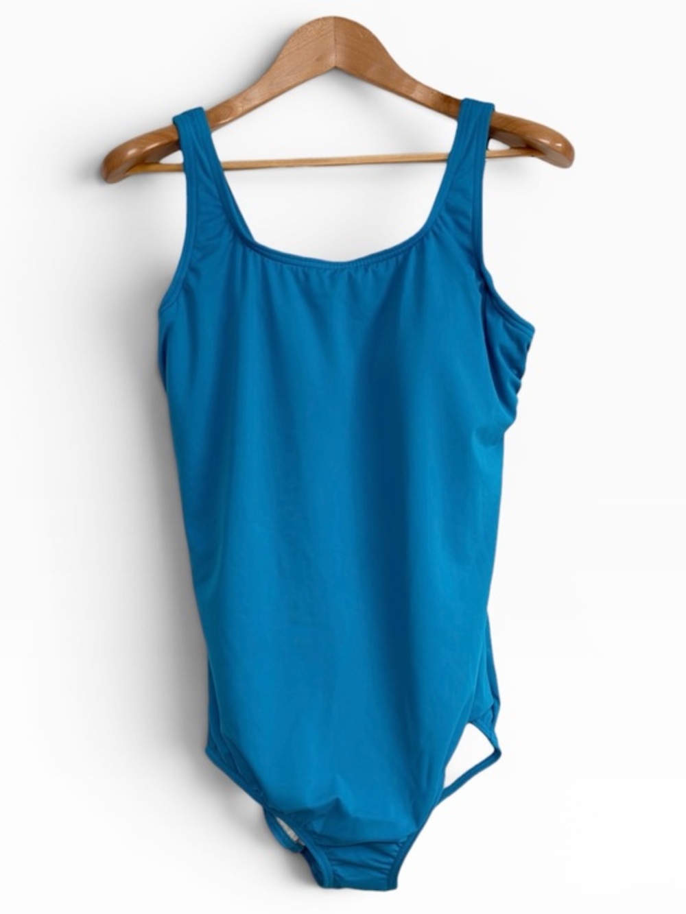 Lands’ End Tugless Mastectomy One Piece Swimsuit Blue Chlorine Resistant 16 NWT